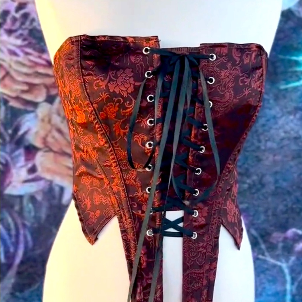 Renaissance Floral Corset, Vintage Skinny Medieval Corset, Cottagecore Clothing